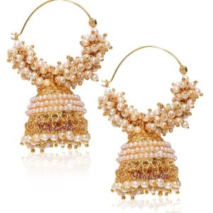 Jewellery Women's Traditional Pearl Jhumka/Jhumki Earrings